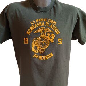 Single Stitch Vintage Men's T-shirt Large 80's Nebraska Marines Platoon Reunion